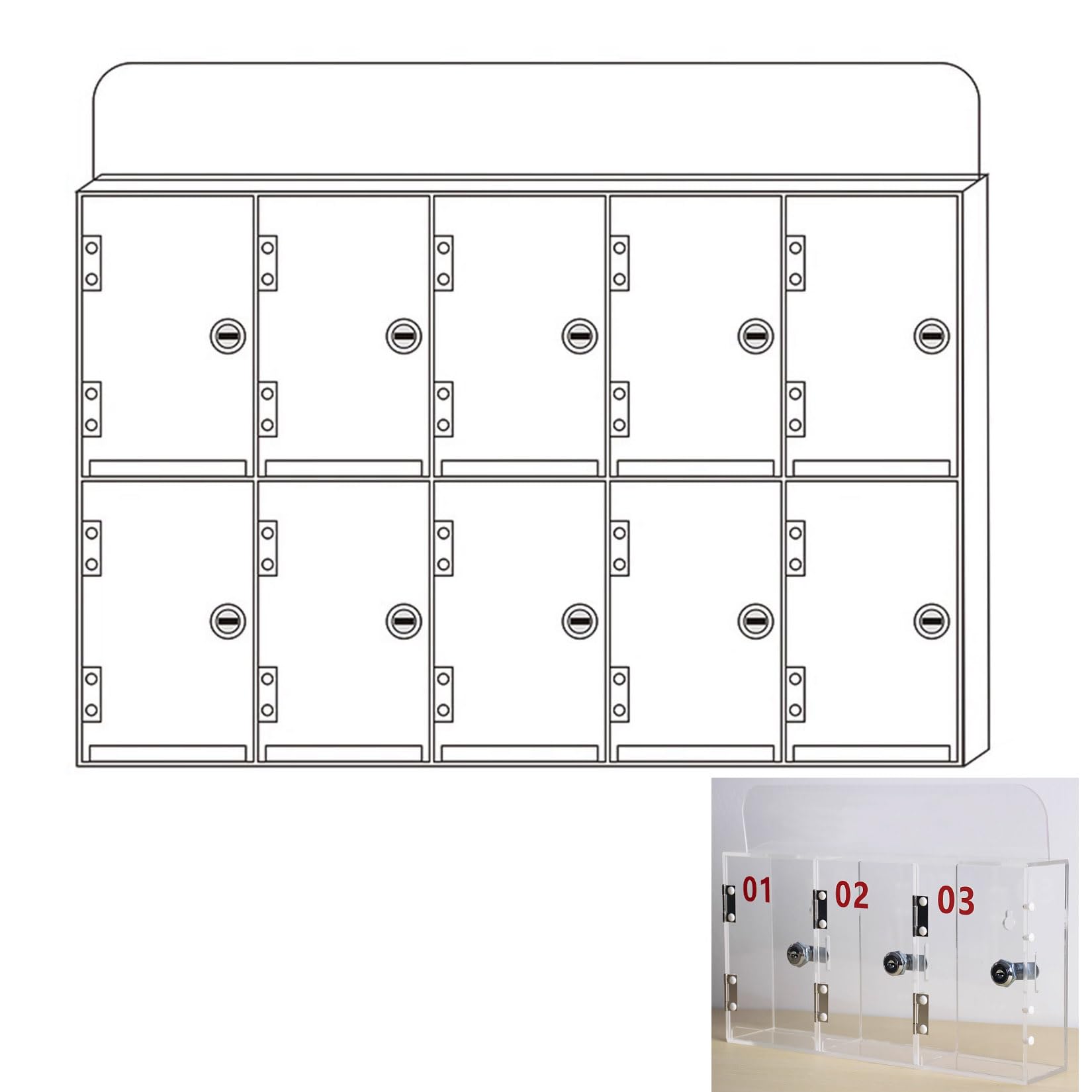 uofgcru Mobile Phone Cabinet Box Cabinet Office Supplies Cell Phone Storage Desktop Transparent Acrylic Mobile Safe Deposit Box With Lock Type A-57×7×37cm(10 Slot)
