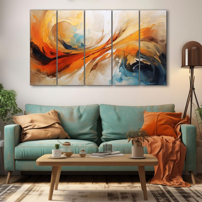 Image of The Castle Decor Abstract art painting with frame Big Size 36x60 Wall art for living room,Bedroom,Drawing room,Hotels-Wooden Framed-335