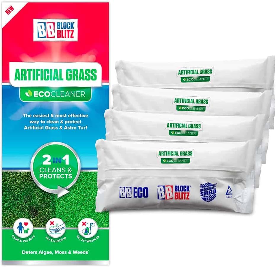 Block Blitz Artificial Grass Cleaner/Astro Turf Cleaner 4x Pouches