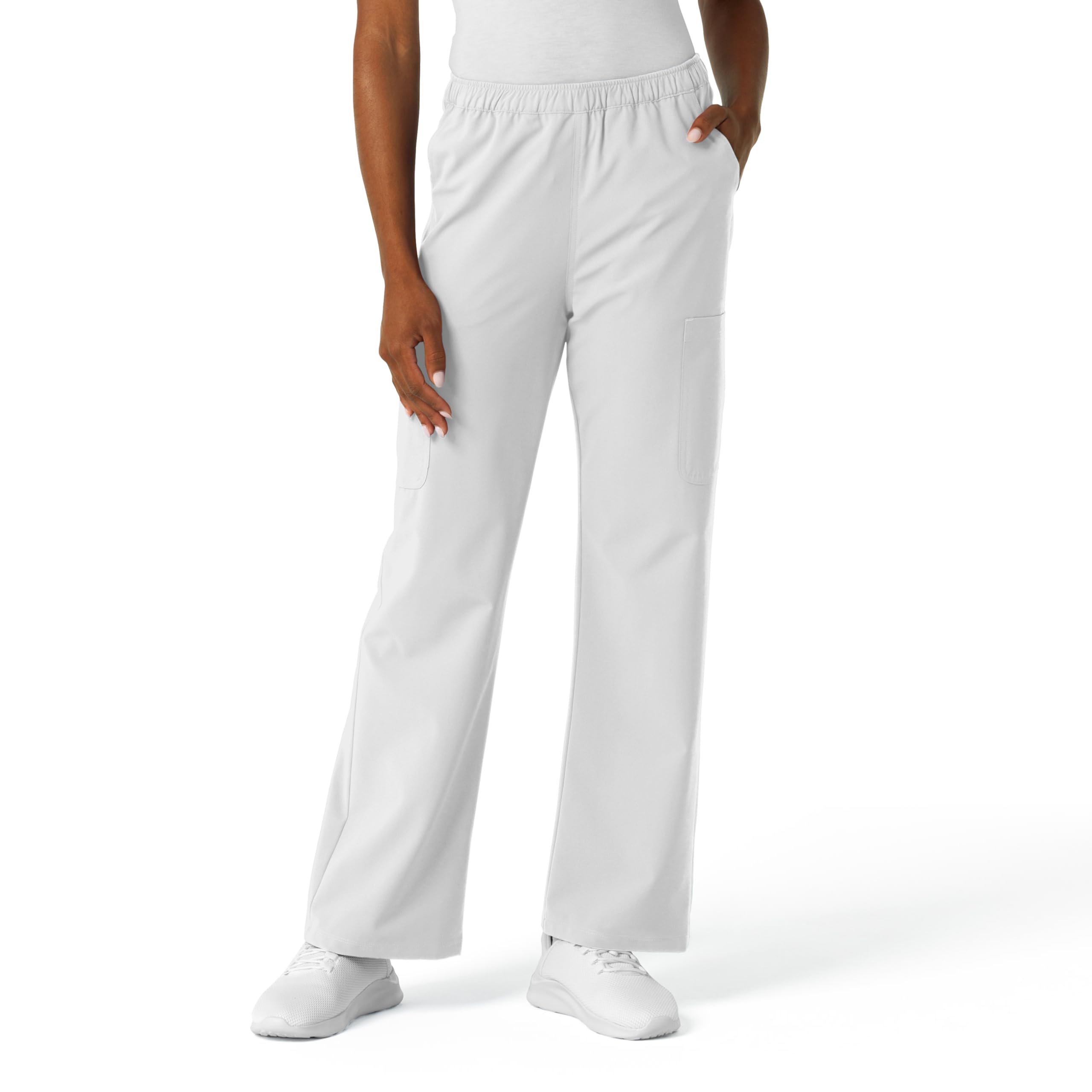 Wink NURTUR Scrubs for Women, Straight Leg Cargo Scrub Pant - White, L