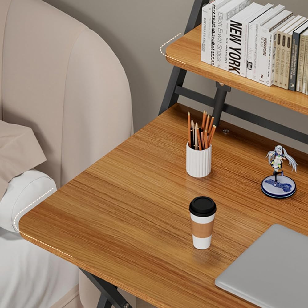 Moderno tavolino pieghevole piccolo, scrivania portatile salvaspazio, scrivania per computer con scomparti portaoggetti, scrivania per studenti e home office, senza accessori (dimensioni: 104 x 50 x
