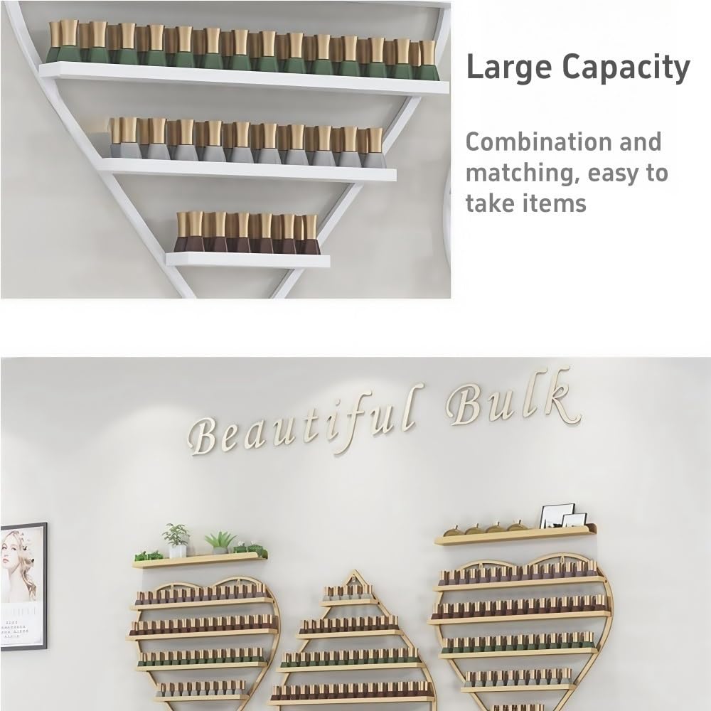 Organizzatore per smalti in Metallo, espositore a Parete a Forma di Cuore con Supporto SD, Adatto per saloni di Bellezza e Centri estetici (Bianco, Extra Piccolo).