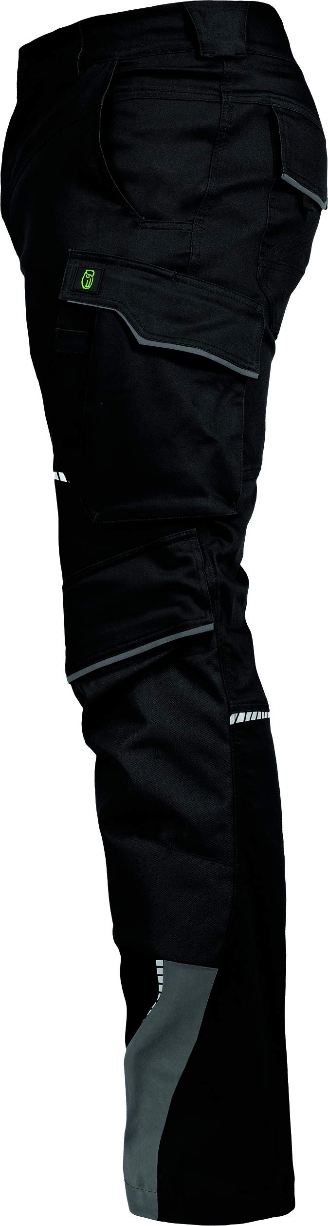 LEIBWÄCHTER Flex-line Arbeitshose Herren – schwarz/grau – Gr. 48 – Bequeme Workwear mit Elastan (Spandex) – 60°C waschbar & trocknergeeignet – erhöhte Reißfestigkeit – für verschiedenste Berufe