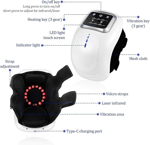 Miniatura 6 de Masajeador de rodilla con calor, masajeador eléctrico inalámbrico de rodilla con vibración, pantalla LED, masajeador recargable para aliviar el