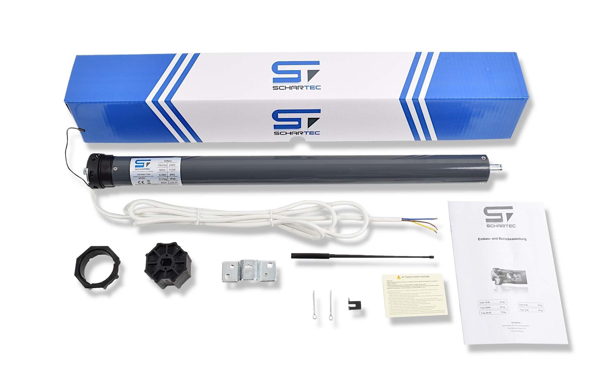 SCHARTEC Kit complet de moteur de volet roulant radio-piloté avec minuterie (tube F 20-60 avec Time F)