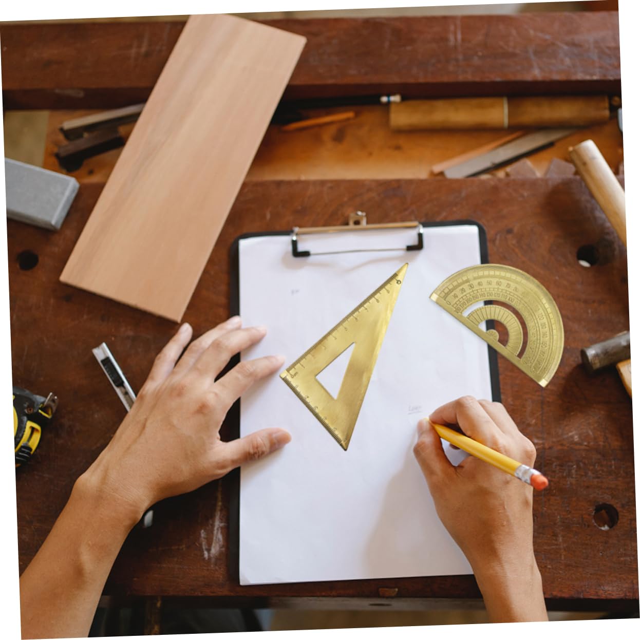 Lurrose 3sets Ottone Per Righello e Goniometro Per Misurazioni Precise Strumento Portatile Per Ingegneri e Studenti