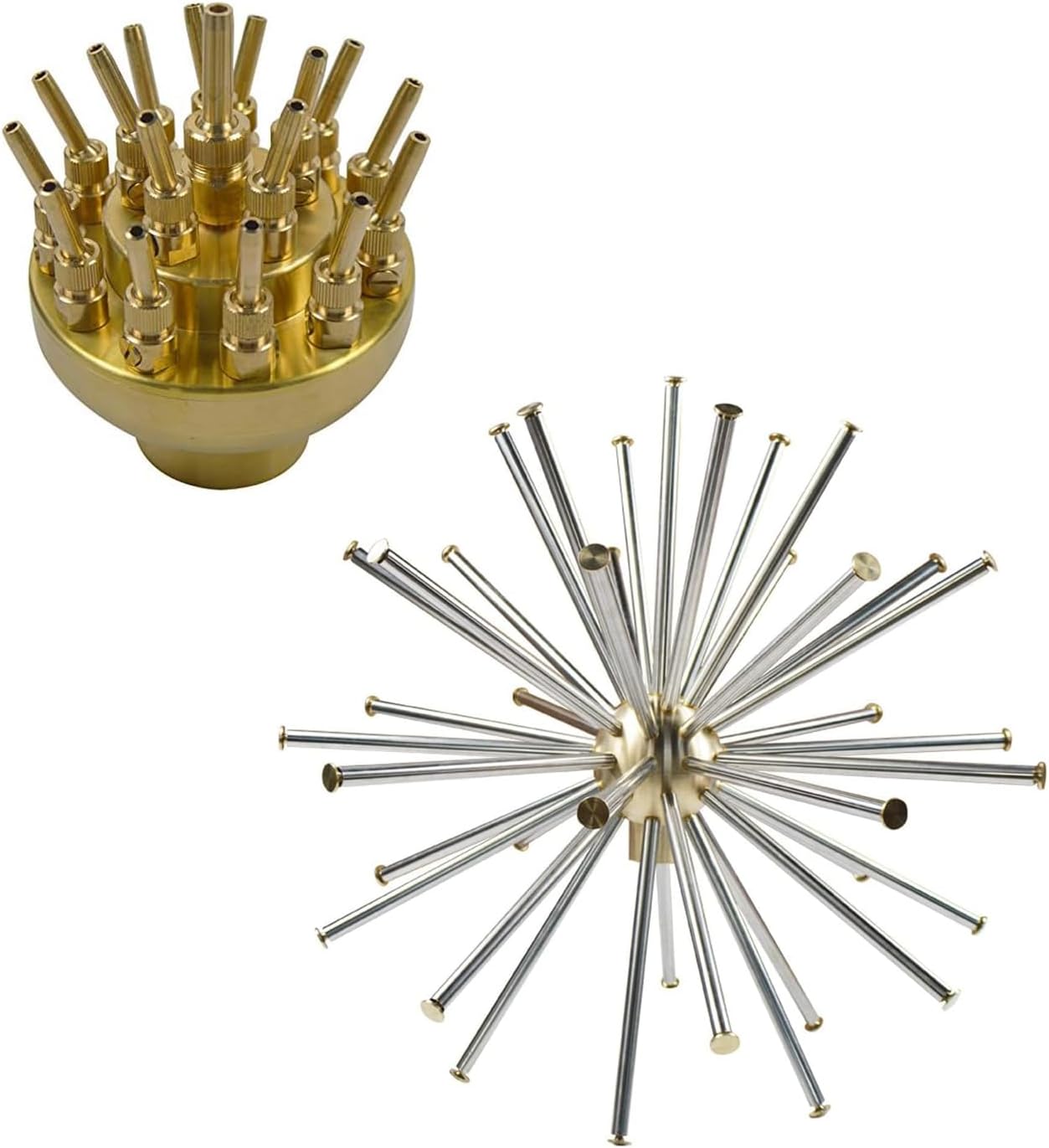 INTBUYING Water Fountain Nozzle 2.6'' DN50 3 Layers Brass Spray Head Crystal Ball and 1.5'' DN40 Dandelion Stainless Steel Crystal Ball Water Spray Pond Sprinkler for Garden Outdoor Pond Decorations