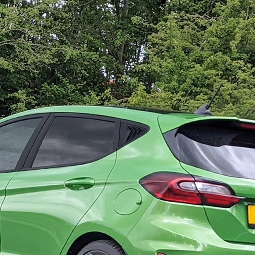 Heckscheiben-Viertel-Lüftungsschlitz-Abdeckungen für Ford Fiesta MK8 2018–2024, schwarze Karbonfaser-Optik, 1 Paar (glänzendes Schwarz)