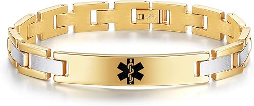 Miniatura 5 de Tarring Pulseras de identificación de alerta médica con grabado gratuito para hombres y mujeres, pulseras de identificación de alerta de emergencia