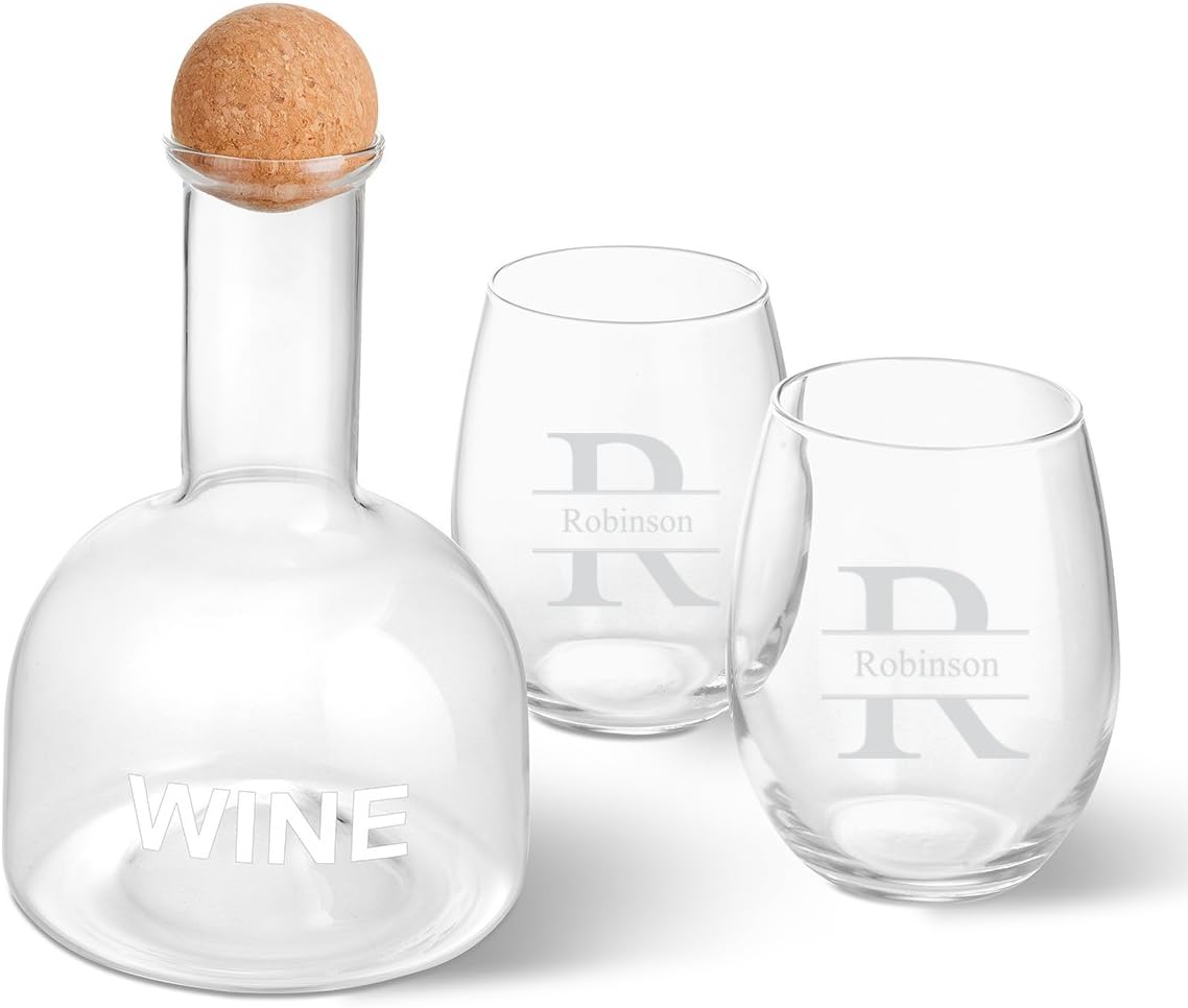 Personalized Wine Decanter in Wood Crate with set of 2