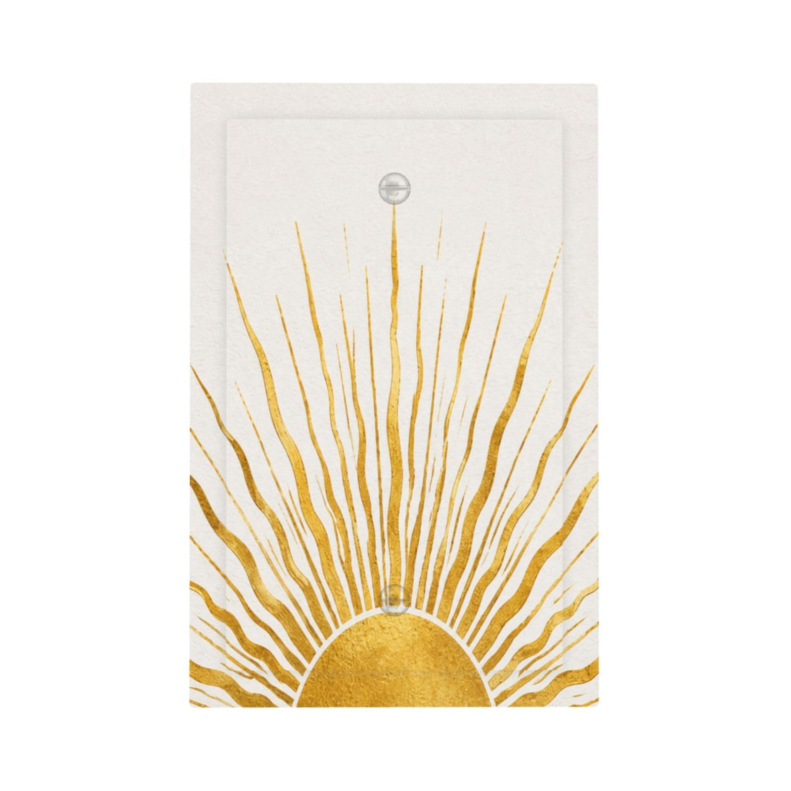 Xuejiaku Single Blank Decorative Light Switch Covers Boho Gold Sun 1 Gang No Device Outlet Covers Wall Plate Modern Abstract Gold Sunburst Switchplate Dimmer Faceplate for Bedroom Home Decor
