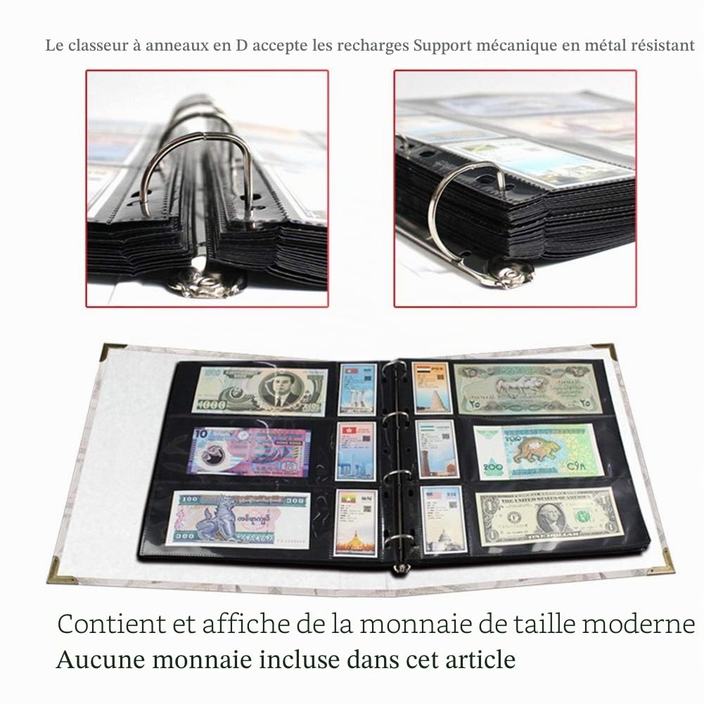 Album de collection de devises du monde de billets de banque, porte-billets 120 poches pour collectionneurs