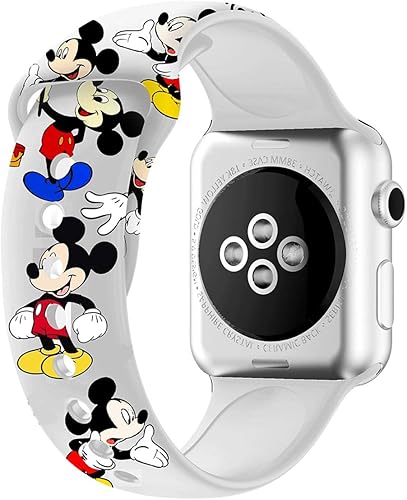 Vista 15 de Bandas temáticas de ratón de dibujos animados para Apple Watch, se adaptan a todas las series de iWatch, 1.496 in/1.575 in/1.654 in/1.732 in Negro