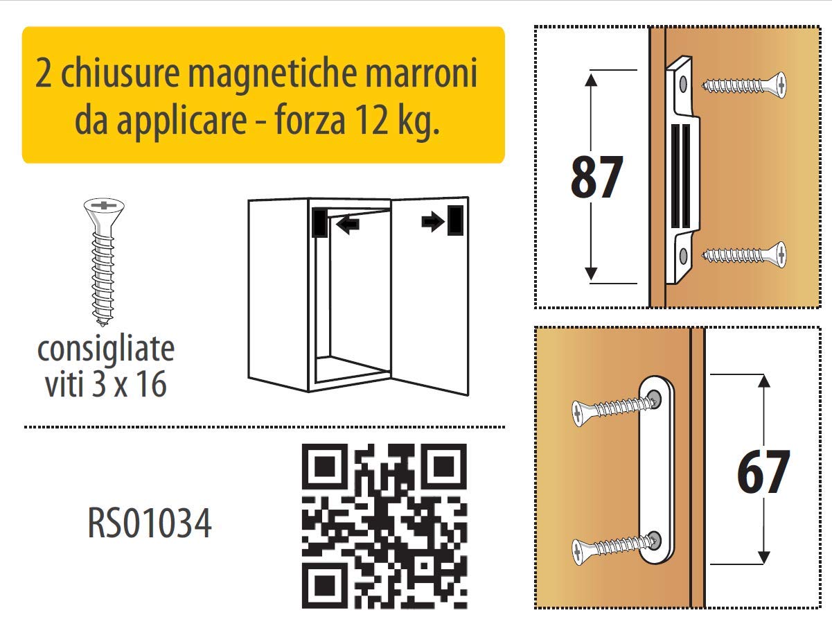 RS01034 - Cierres magnéticos para puertas y cajones (12 kg, 2 unidades), color marrón