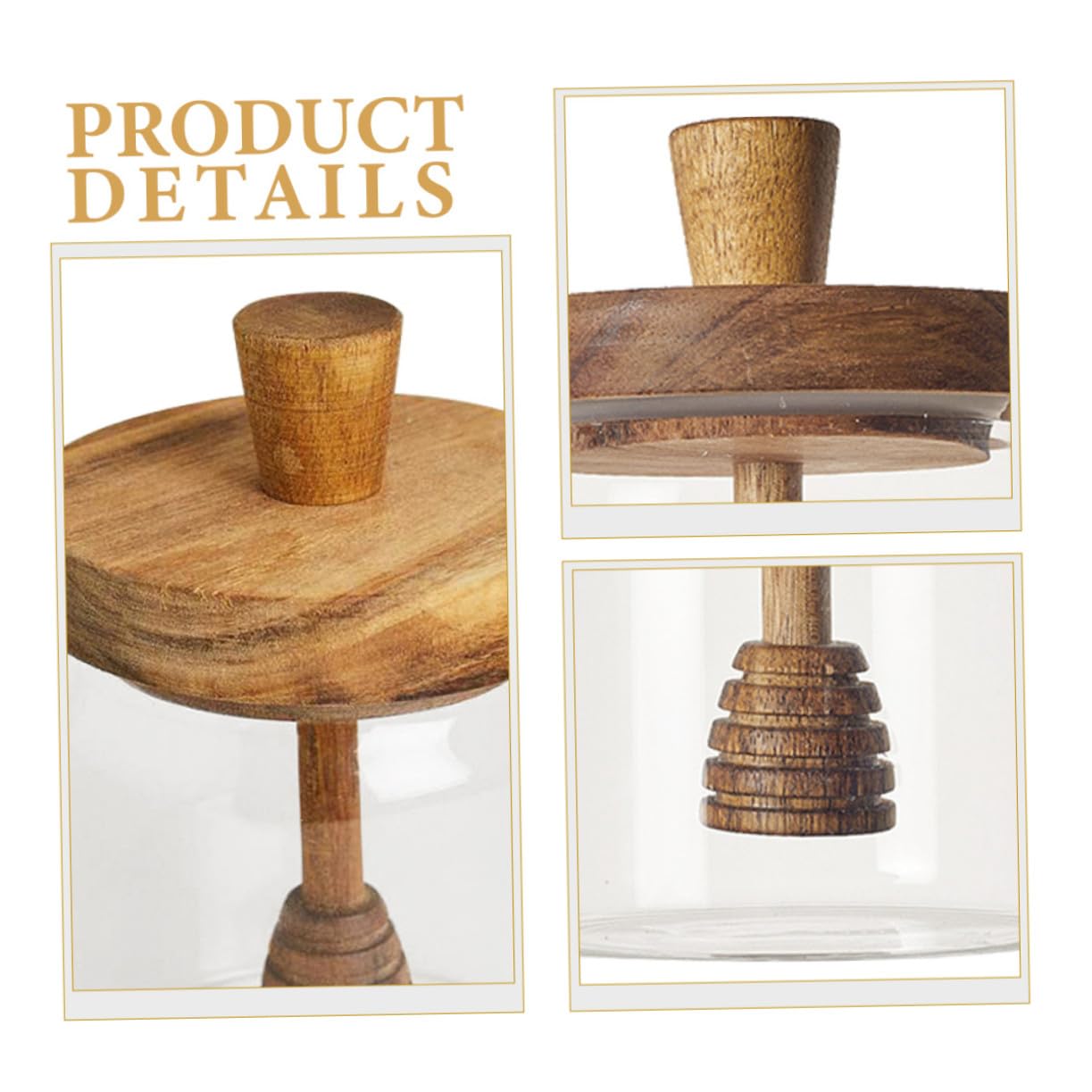 ERINGOGO Glas Honigtopf mit Holz Honiglöffel Luftdichter Honigbehälter für Küche Transparentes Glas mit Holzdeckel Praktischer Honigspender für Sauberes Dosieren und Aufbewahrung