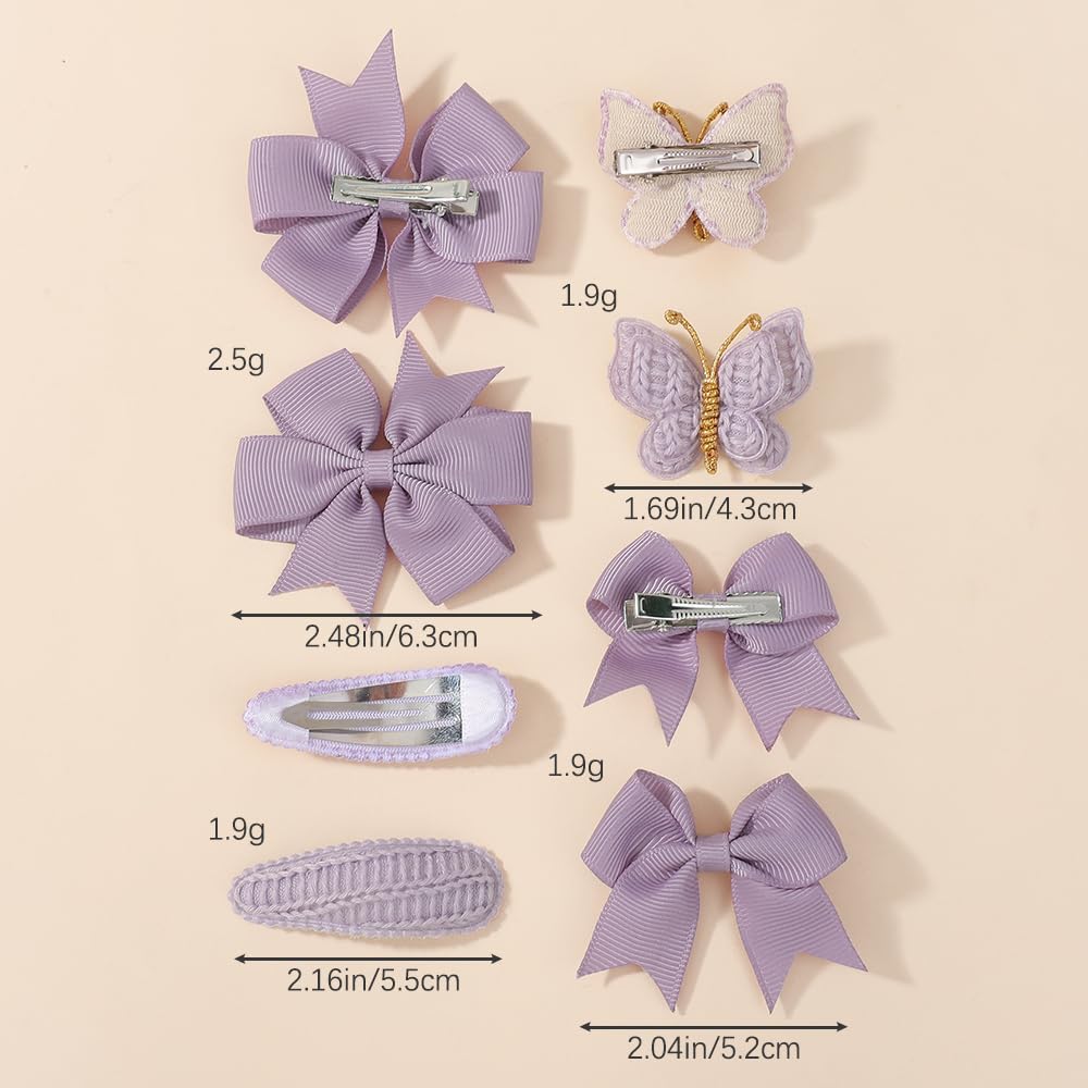 Lot de 8 pinces à cheveux vertes pour bébé fille de 4,3 à 6,3 cm - Pinces à cheveux en ruban gros-grain - Barrettes à cheveux en forme de papillon tricotées - Accessoires pour nourrissons et - 2