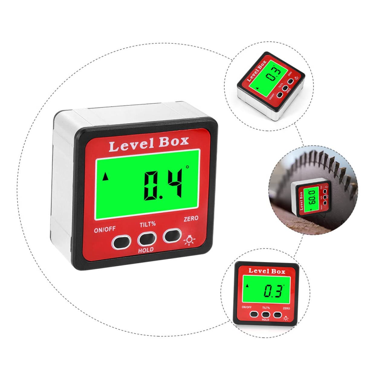 Gadpiparty 2pezzi Goniometro Base Inclinometro Per Misurazioni Precise Edilizia e Falegnameria Display Lcd Retroilluminato Batteria