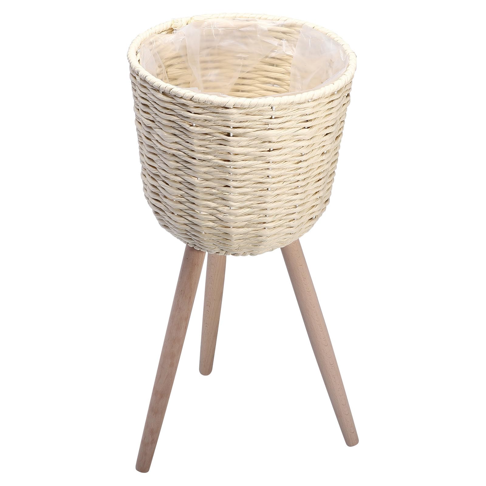 Vaso da Fiori con Staffa Angolare in Legno 1 Pezzo Beige