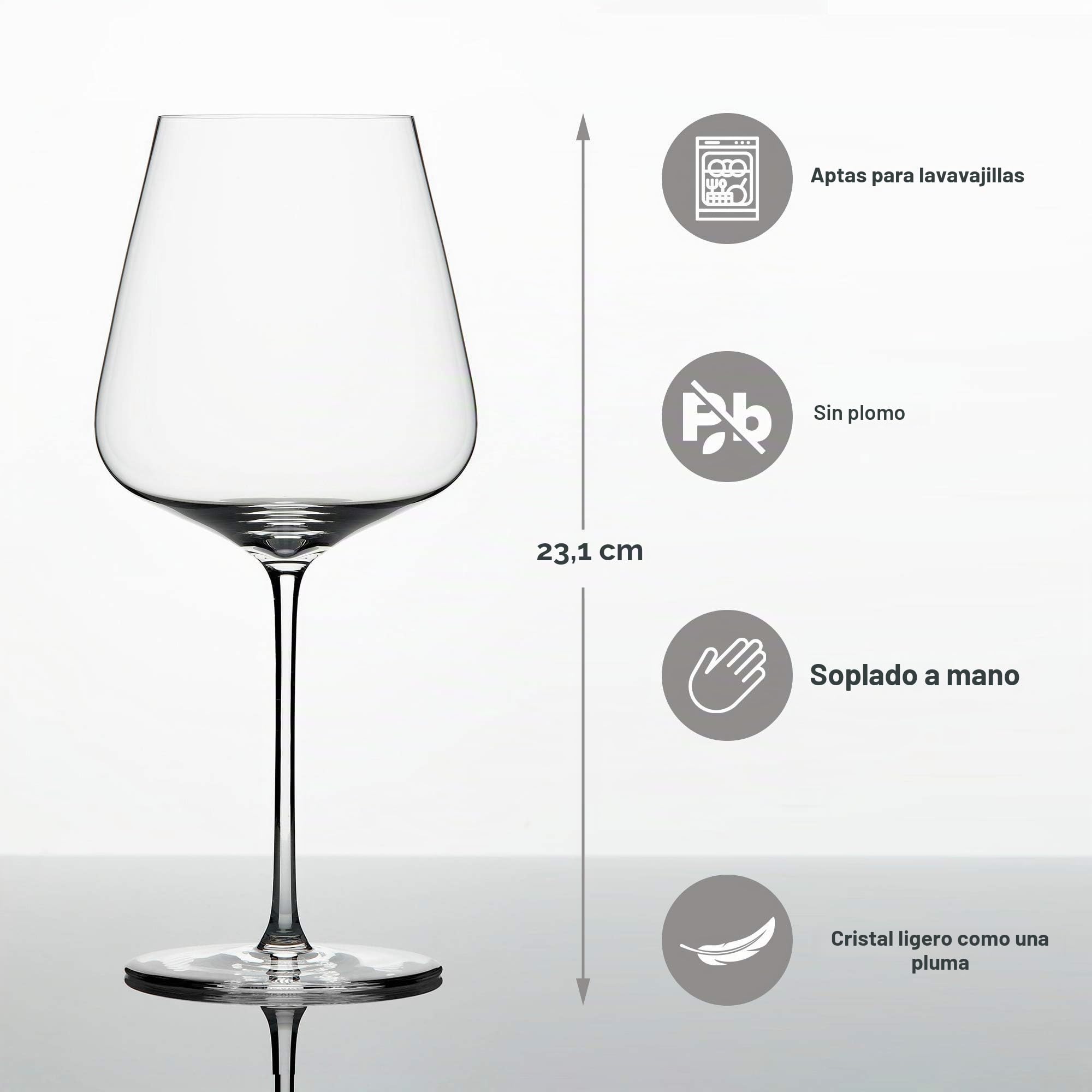 Zalto DENKART - Copas de Vino Tinto (6 Unidades), Color Burdeos
