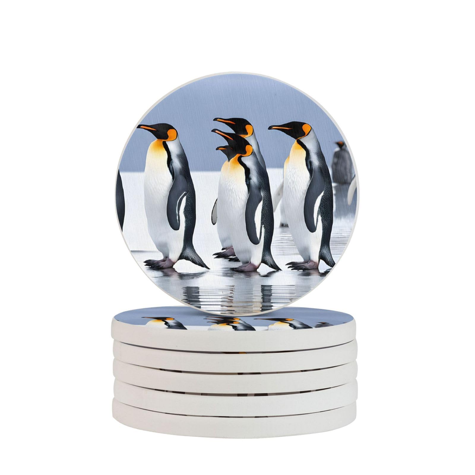 Dessous de verre en diatomite lot de 6 pingouin pour table et café