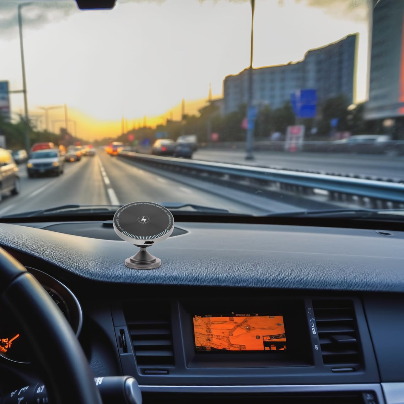 2 Piezas Cargador Inalámbrico para Coche con Soporte Ajustable para Móvil Base Magnética para Carga Rápida Accesorio Portátil Compatible con Center Console sin Cables y Ángulos