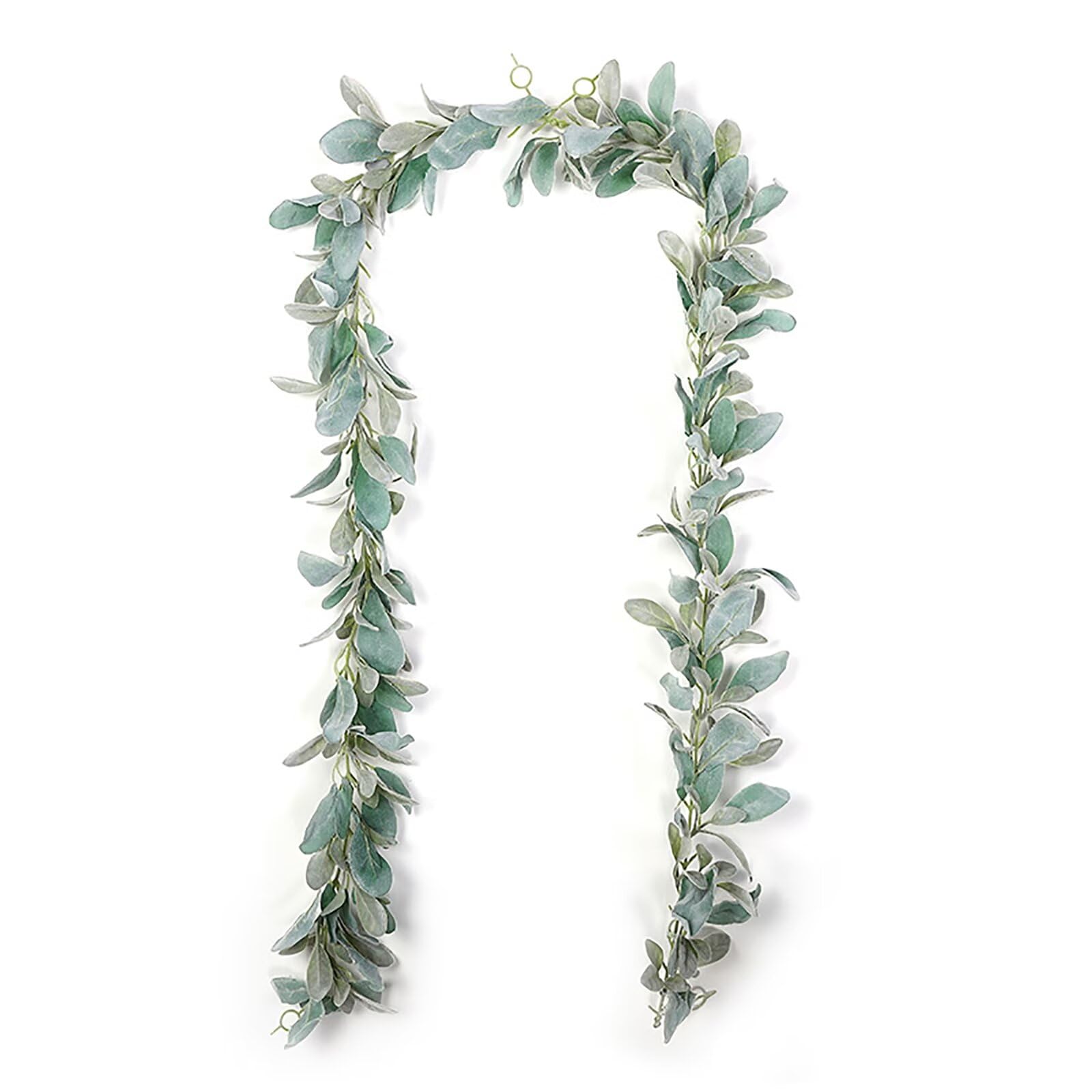 Lovmeety Artificial Flocked Lambs Ear Garland, Hanging Lambs Ear Vine Faux Greenery Garland for Wedding Party Thanksgiving Table Wall Decor