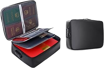 Yolispa Caixa de documentos à prova de fogo, bolsa de documentos à prova de fogo de 3 camadas com fechadura, caixa de documentos à prova de fogo à prova de fogo para documentos legais, passaporte, certificados, cartões, álbum e objetos