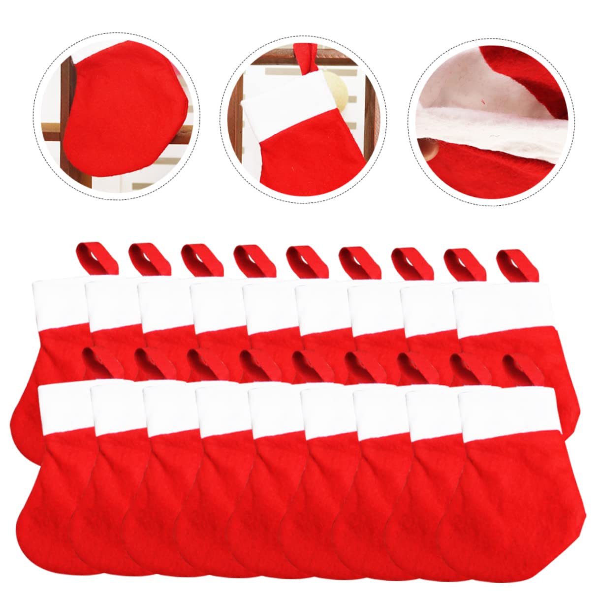 TOPBATHY 80 Piezas Calcetines Navideños Bolsillo De Cubiertos De Navidad Calcetín De Navidad Colgando Decoración Colgante De Calcetín De Fiesta De Navidad Mini Tela No Tejida Rojo