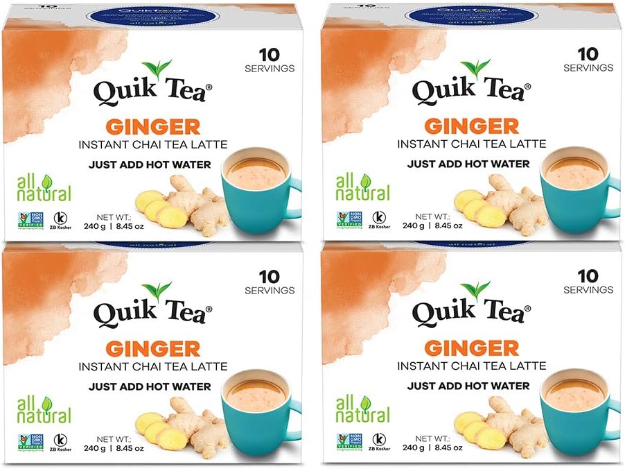 QuikTea Tea Latte, Ginger Chai, 8.5 Ounce (Pack of 4)