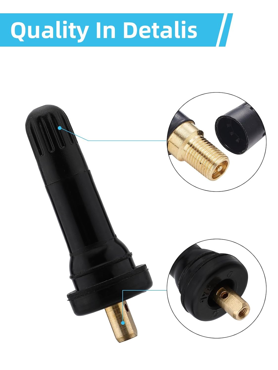 50 Pcs TPMS 20008 Rubber Snap-in Tire Valve Stems Compatible with Chevy GMC Buick Ford Cadillac Pontiac Lincoln Subaru etc.