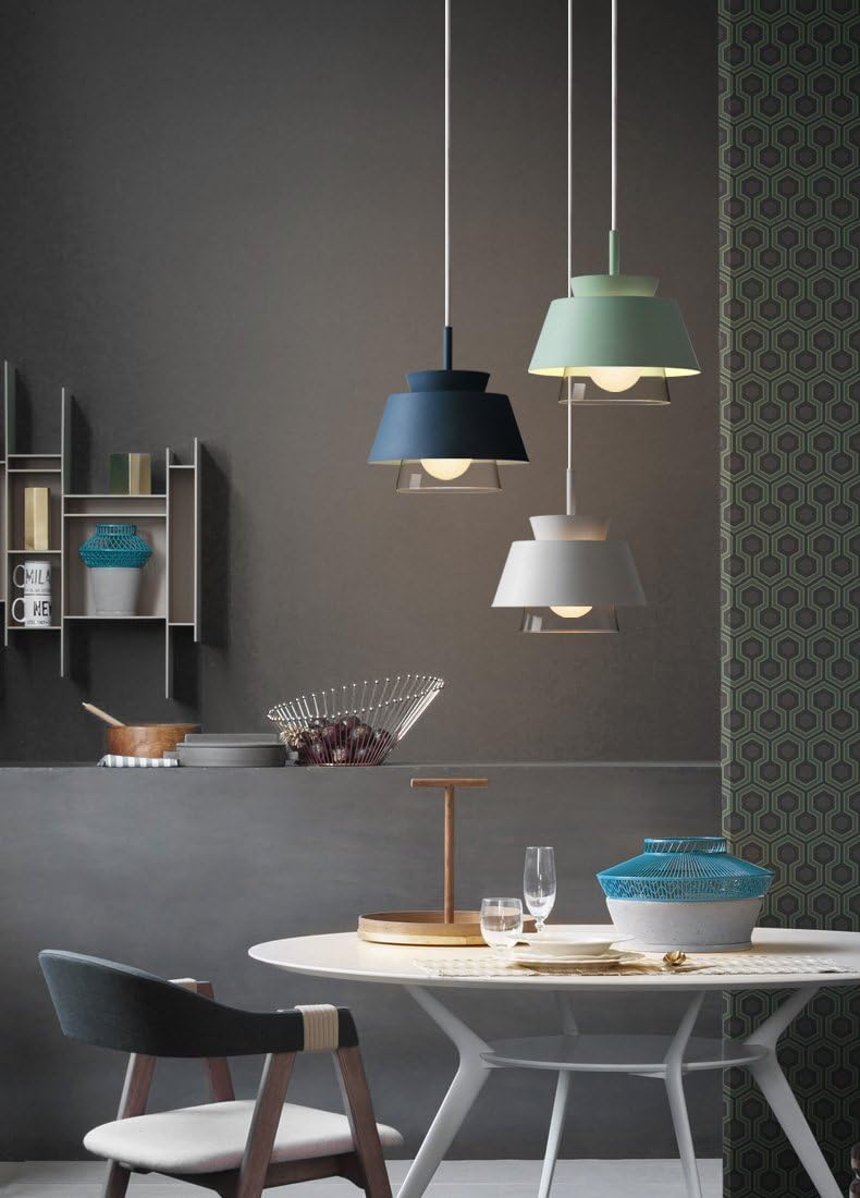 J-Type Track Light Pendants 3.2 Ft for Glass Pendant Light Blue Shade Customizable Juno Track Lighting Fixtures Pendant Light Bulb Include Decorate for Kitchen Island Dinning Table