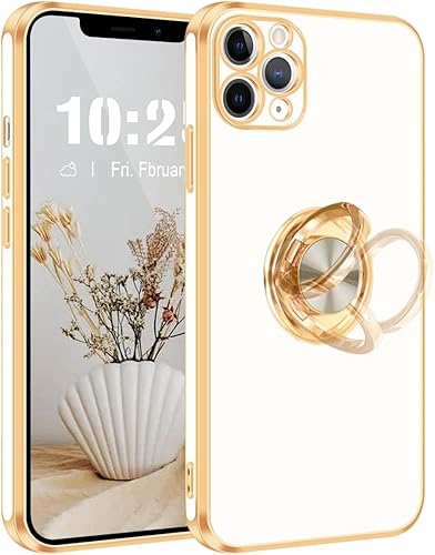 Fingic Funda para iPhone 11 Pro Max, funda para iPhone 11 Pro Max con soporte de anillo, soporte de anillo giratorio de 360°, soporte magnético,