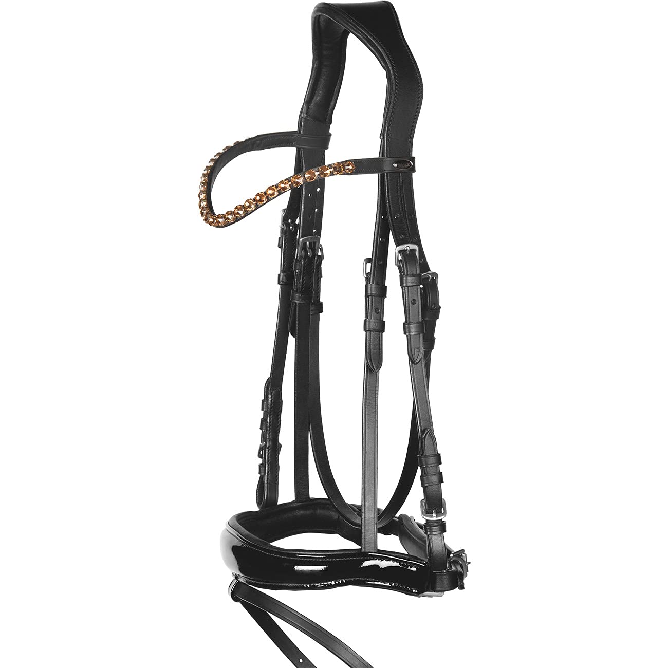 Trense Soft Competition Schwarz Lack ~ Glow-Gold ~ Warmblut