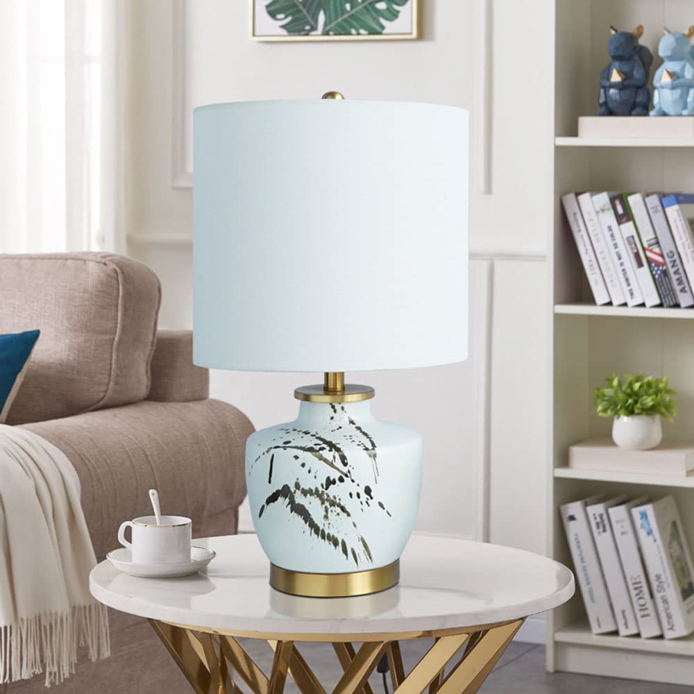Lampa stołowa Lampy nocne Światło Nocne Chlapanie Ręcznie Kolorowa Ceramiczna Stolik Nocny Z Abażurem Materiałowym Do Sypialni Salonu Dekoracja Biurka (Naciśnij Przycisk