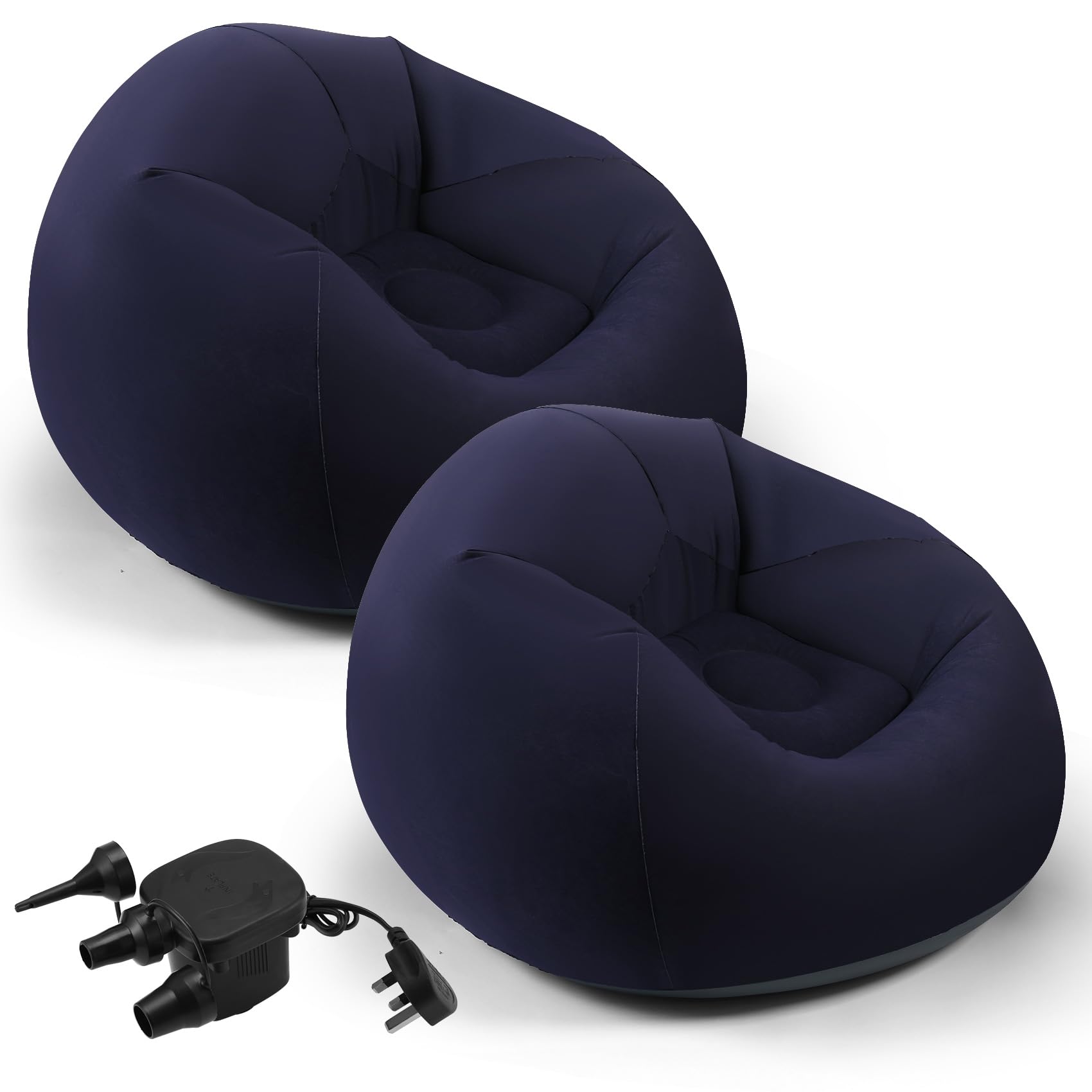 2 Pcs Inflatable Chairs Blow up Lazy Sofa, Blue