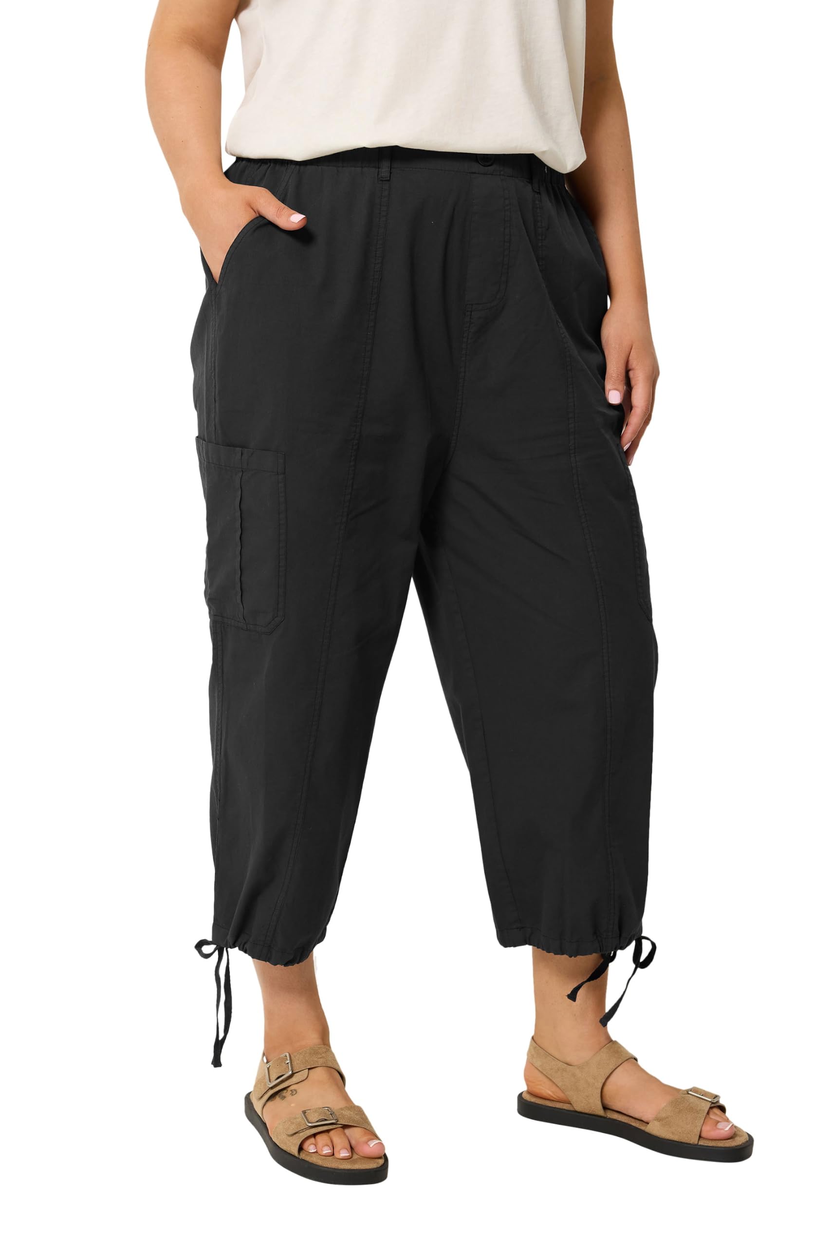 Yours Curve Crop Cargo Trousers - Women's - Plus Size Curve Black