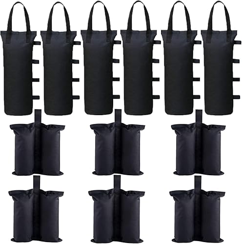 12 bolsas de arena para toldo, más de 300 libras en total, pesos de toldo de alta resistencia, pesos grandes negros para tienda de campaña al aire