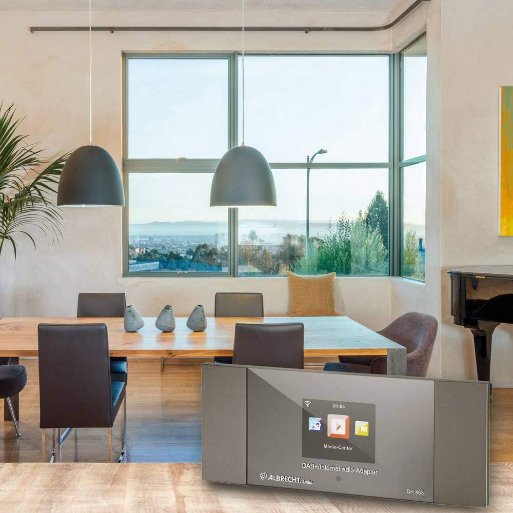 Albrecht DR463 radio internetowe/DAB+ adapter do doposażenia radia i urządzeń stereo, odbiera muzykę przez Bluetooth®, WLAN, DAB+