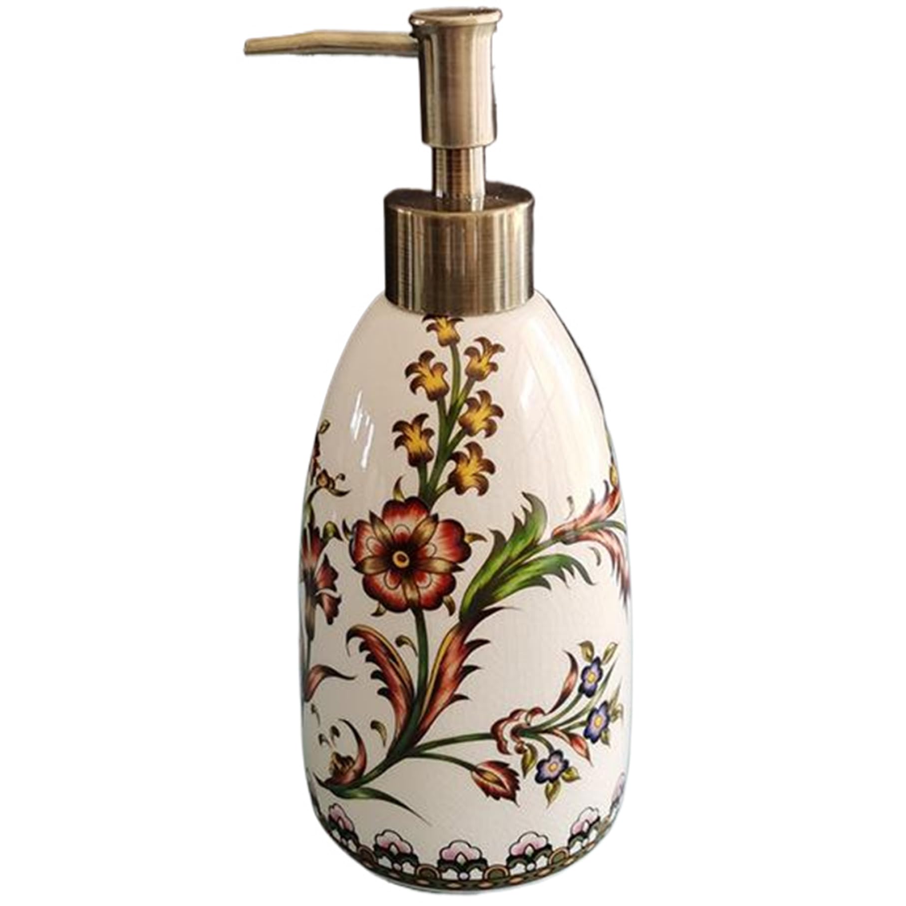Ngbbby Bathroom Soap Dispenser 450ml Delicate Floral Ceramic Liquid Soap Dispenser for Bathroom