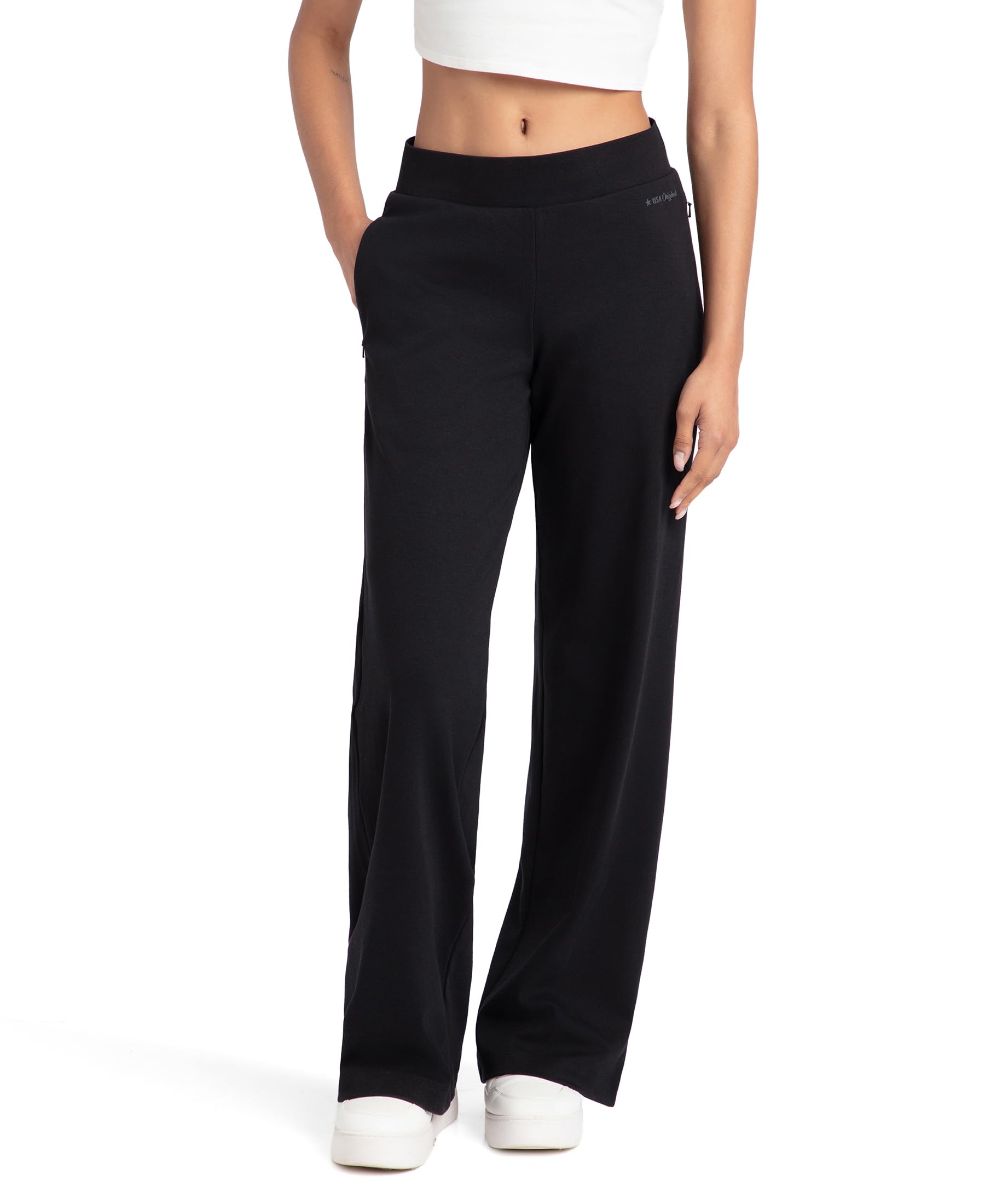 jockey U102 Women's Super Combed Cotton Rich Relaxed Fit Mid Rise Wide Leg Pants with Zipper Pockets-picture-20
