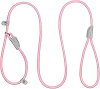 FdcZeyxior 4.9FT Pink Nylon Slip Lead Dog Training Leash - Reflective Stitching, Adjustable for Small Medium Dogs