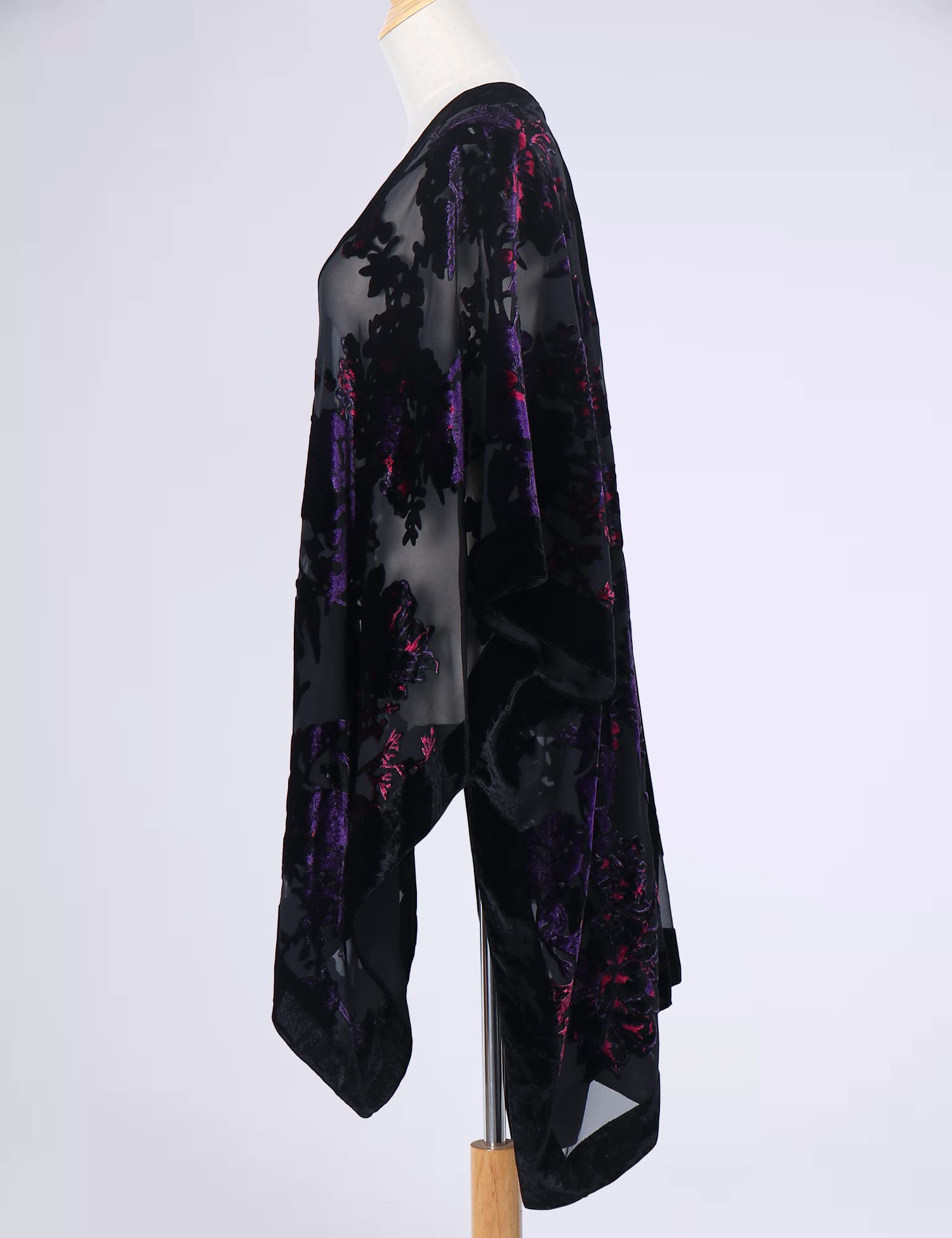 MJ SERECA Damen Long Burnt Velvet Cardigan ohne Quaste (Blue Square/Twig)…