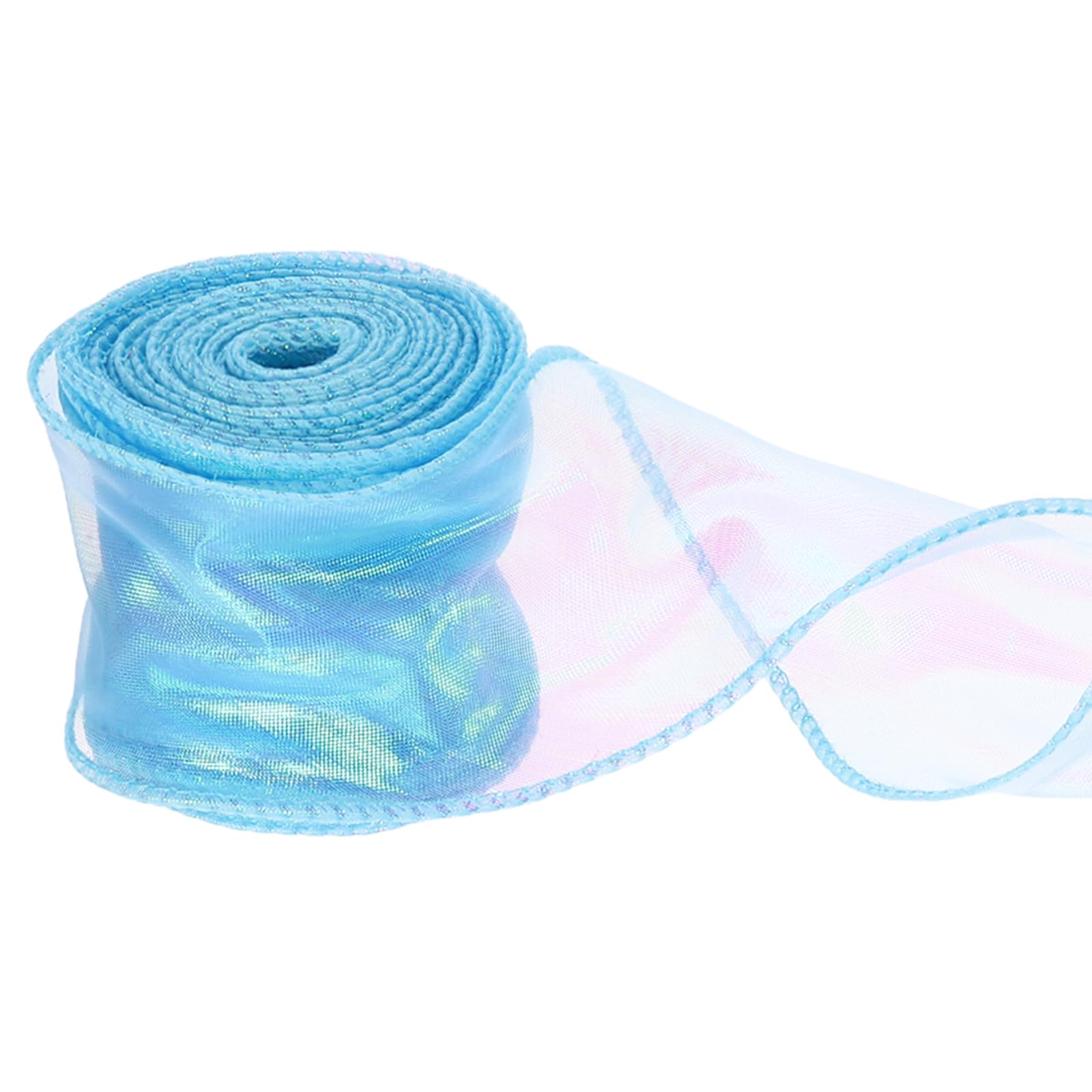 PATIKIL 60mm Wide Wired Chiffon Ribbon, 9.1m Sheer Wired Organza Ribbon Fishtail Yarn Gift Ribbons for Crafts Gift Wrapping Floral Bouquet,Blue