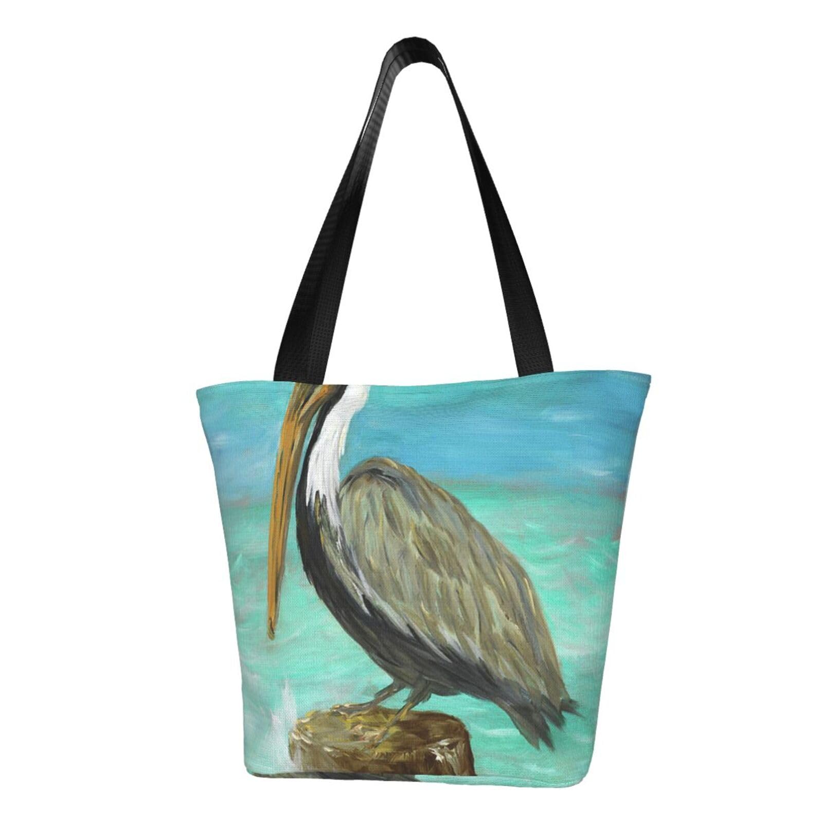 AABSTBFM Pelicans Art Print Printed Large Tote Bag For Women Ladies Girls - Versatile Shoulder Bag, Shopper Handbag, And Beach Bag