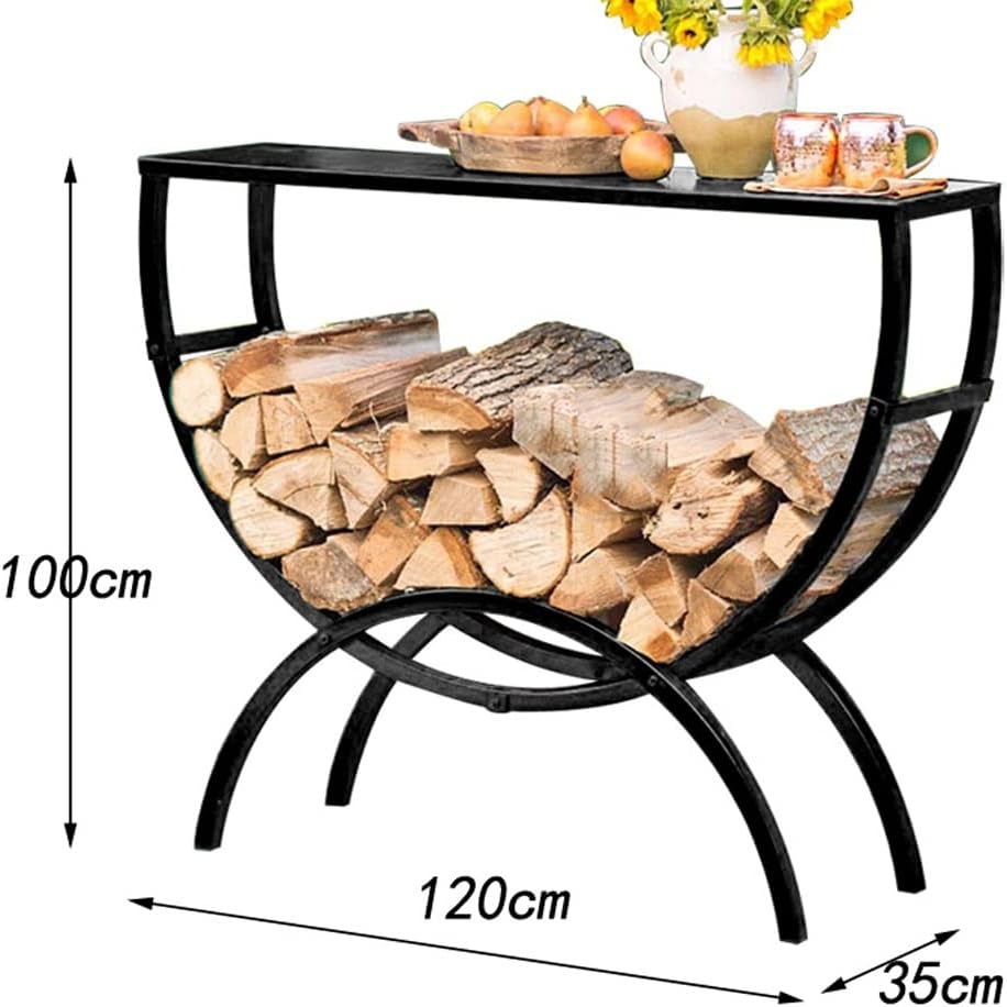 Firewood Rack Matt Black 80x28x86 cm Steel, Firewood Log Rack, Firewood Storage Rack Shelf, Ventilation Metal Log Store Holder for Outdoor or Indoor Wood Stand Set Log Ra