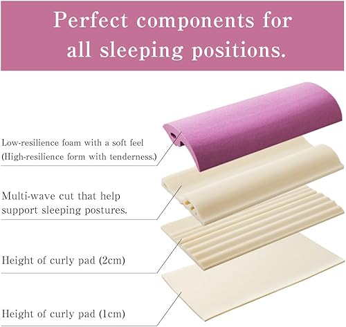 Miniatura 5 de ASMOT Sleepmerge almohada, espuma viscoelástica, soporte de columna cervical, almohada cómoda, ajuste de altura, fabricado en Japón,