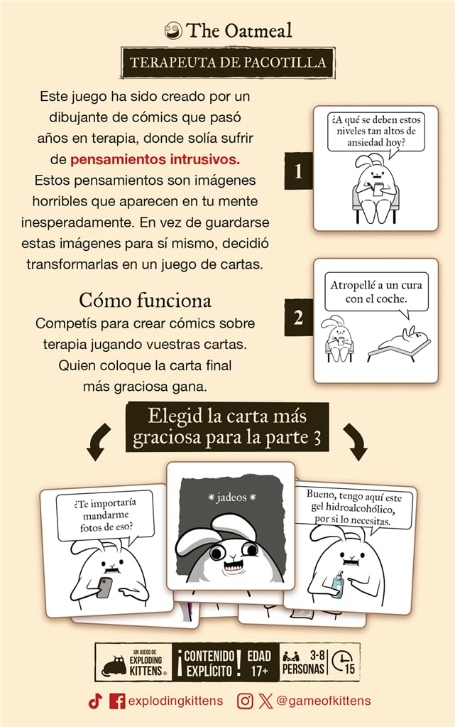 Exploding Kittens | Terapista Di Pachilla | Gioco di Carte per Adulti e Gruppi di Amici | Da 17 Anni | Da 3 a 8 Giocatori | 15 Minuti per Partita | Italiano