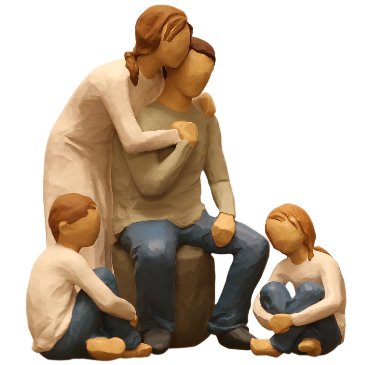Family Figurine 4 Persons, Willow Tree Pergas, Family Statue Home Decoration