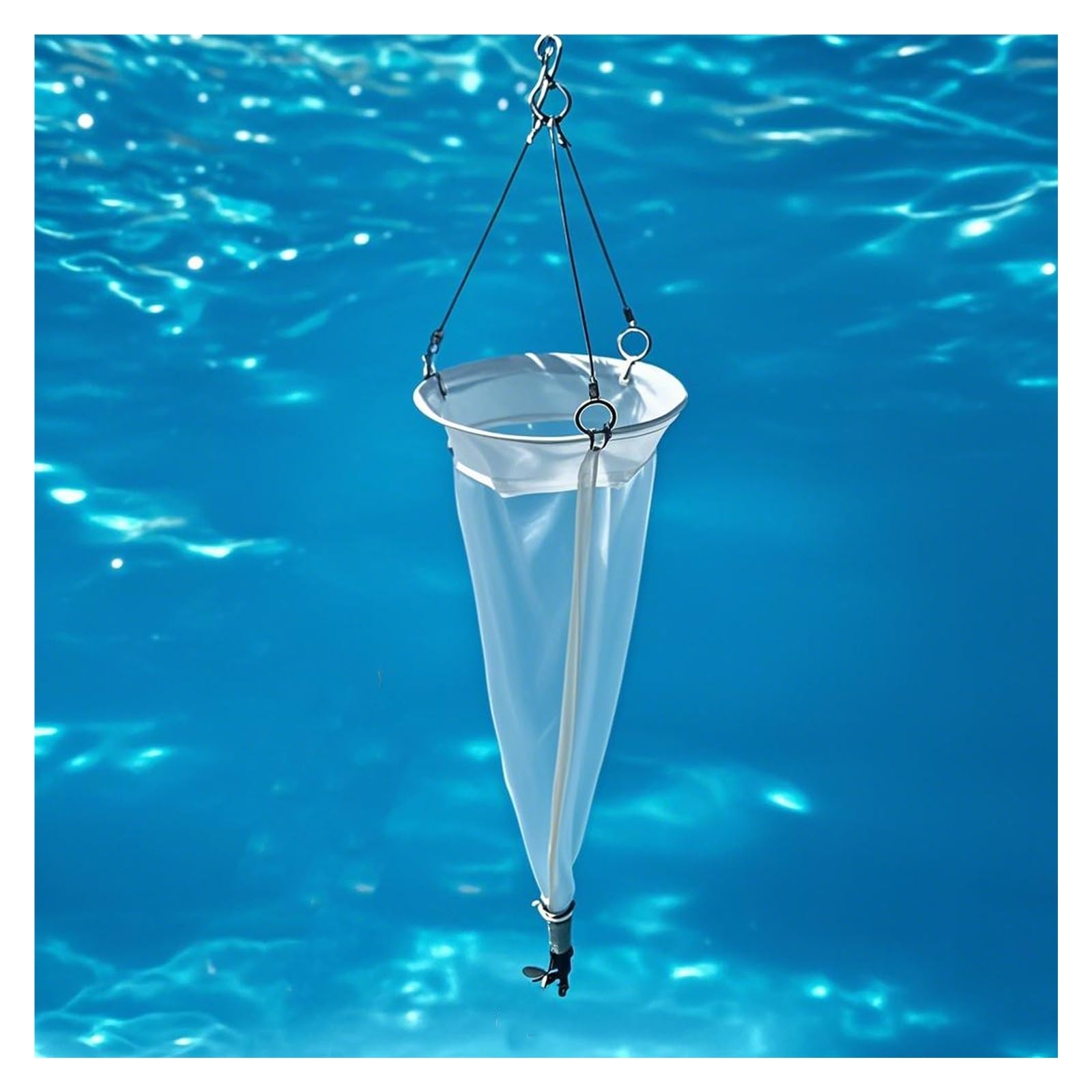 MZZKFC 125 & 200 Mesh Nylon Plankton Sampling Net, Microorganism Sampling Nets with Valve & Stainless Steel Ring, Sampling Net Kit for Scientific Research/Aquaculture(0.112 mm)