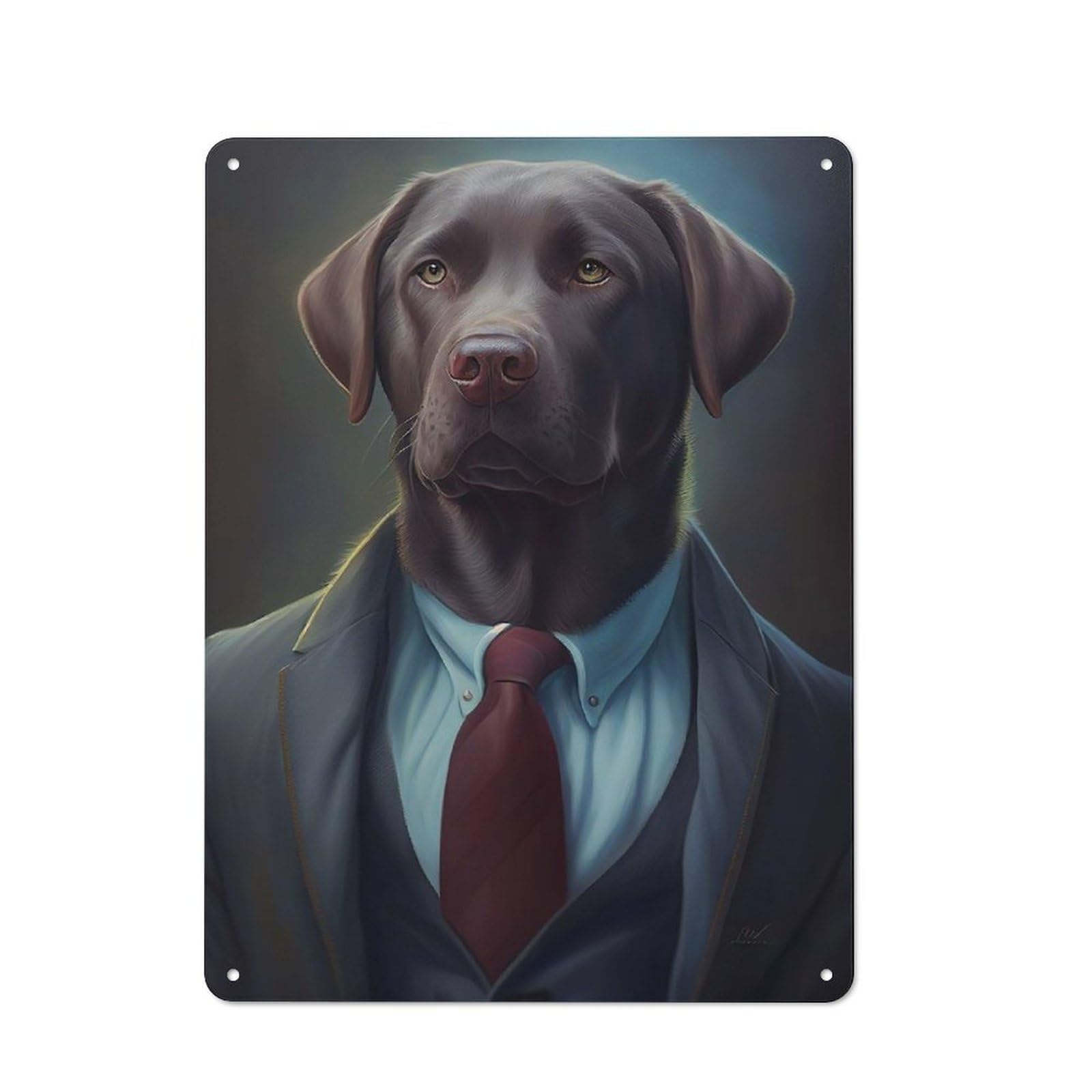 Junmoney Labrador Retrieve Dog Suit Retro Metal Plaque 40X30cm For Garage Or Workshop, Housewarming Wall Decor For People Furnishing Garage And Workshop